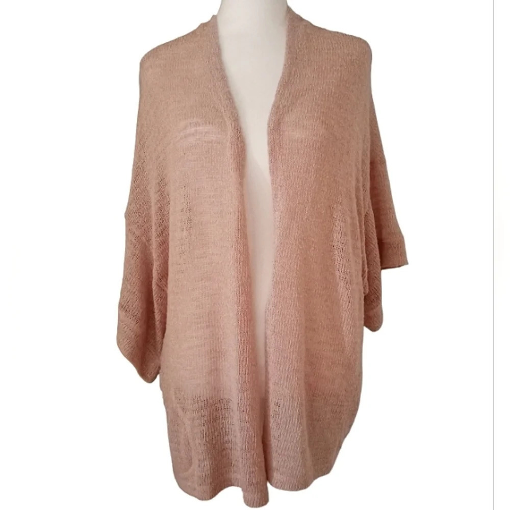 Easel Los Angeles Dusty Pink Open Slub Knit Open Front Cardigan Size Small